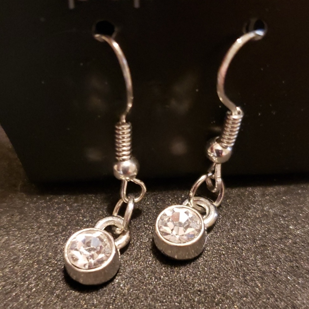 White Gem Dangle Earrings